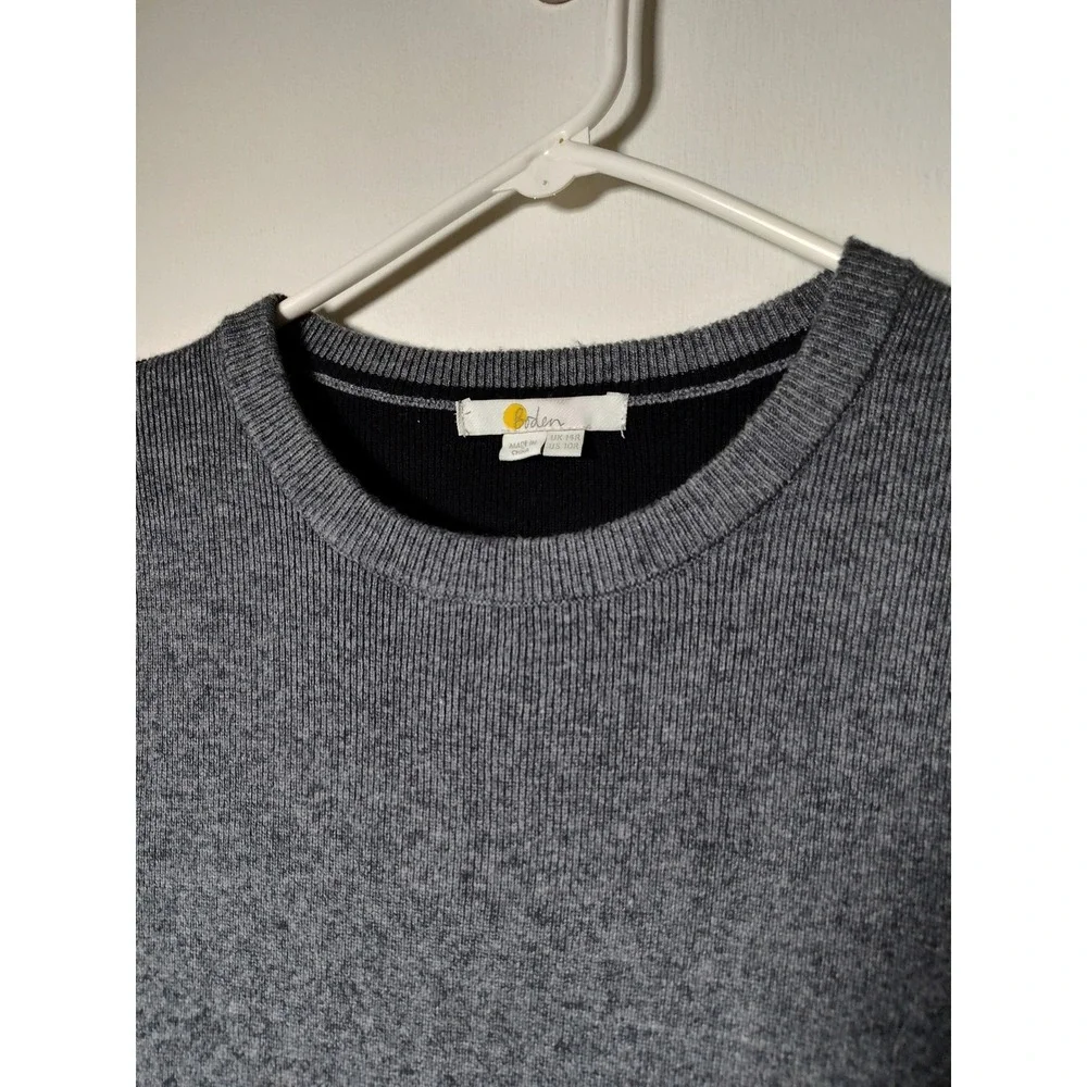 Boden Rosa black gray colorblock‎ wool blend long sleeve sweater dress 10